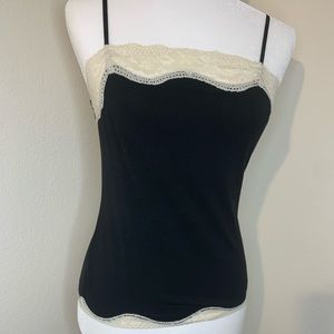 Loft black and white lace detail tank top